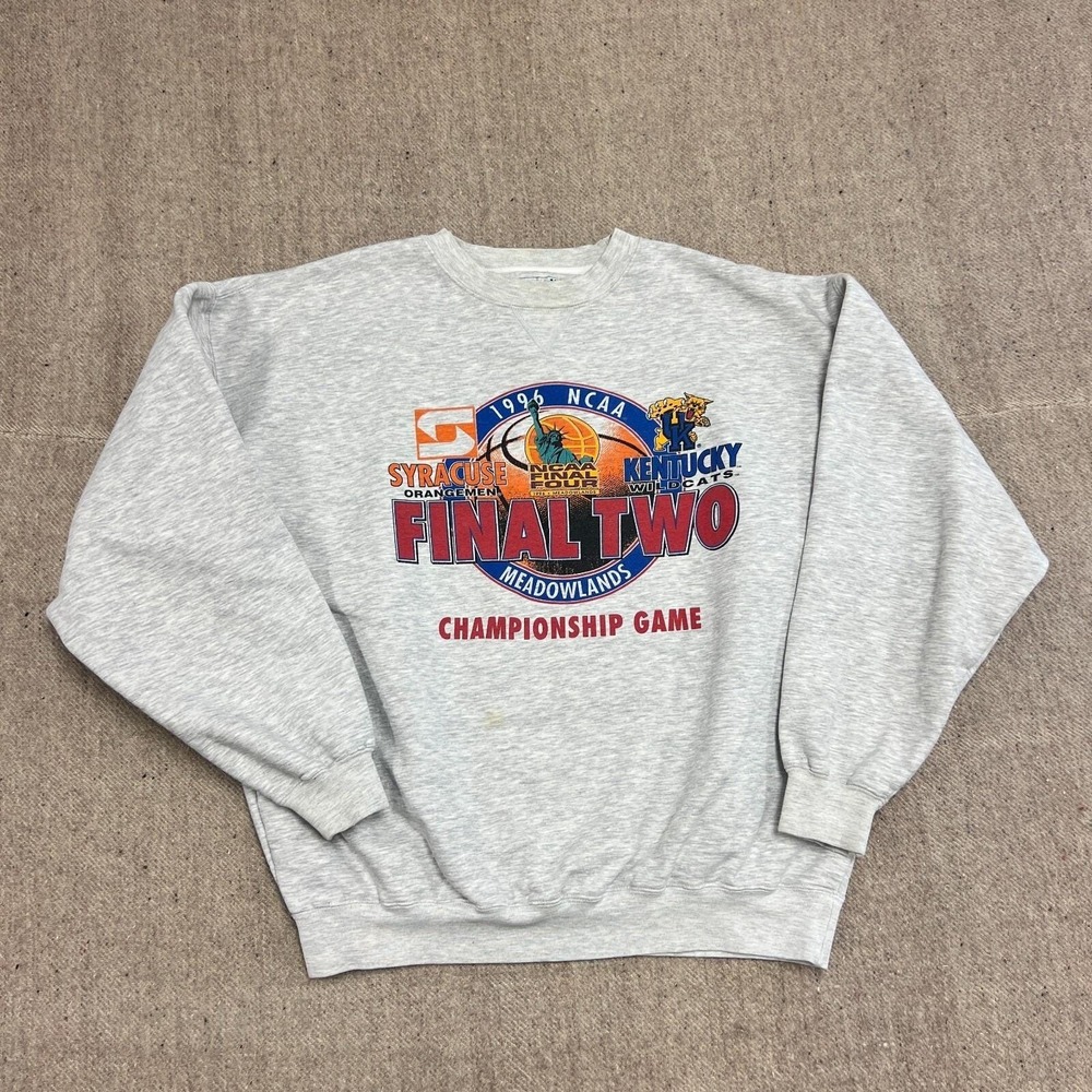 Vintage NCAA March Madness Sweatshirt Mens XL Gray 1990s Final Two Kentucky